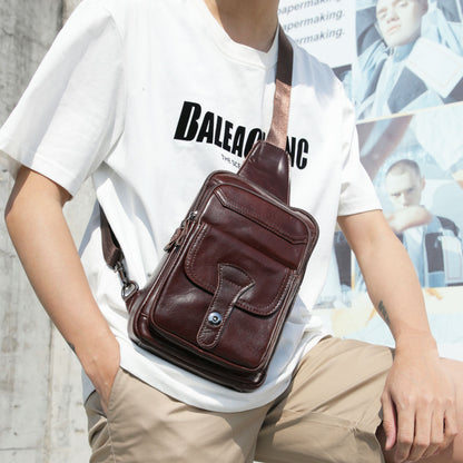 Men's Crossbody Bag Cowhide Retro Multifunctional Fashion Shoulder Bag for Men 