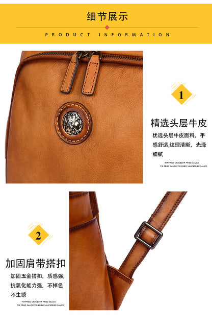 Men's backpack cowhide genuine leather fashion unique travel bag 