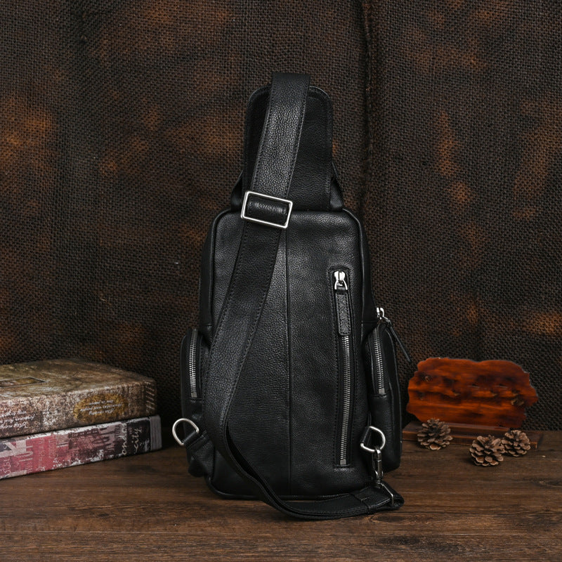 Men's Bust Bag Genuine Cowhide Leather Retro Casual Men's Crossbody Bag Travel Bag 