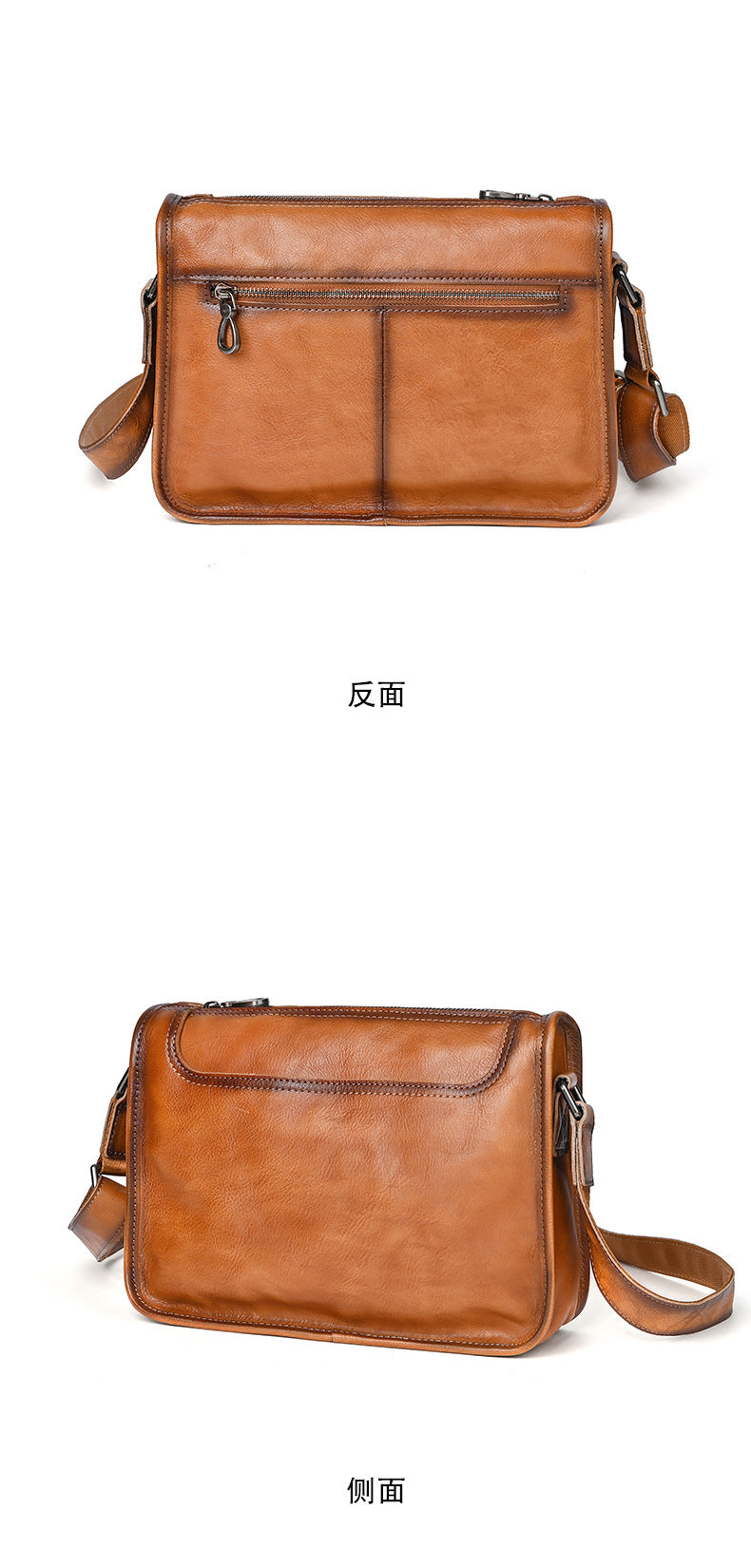 Men's Shoulder Bag Genuine Cowhide Leather Retro Casual Male Crossbody Bag 