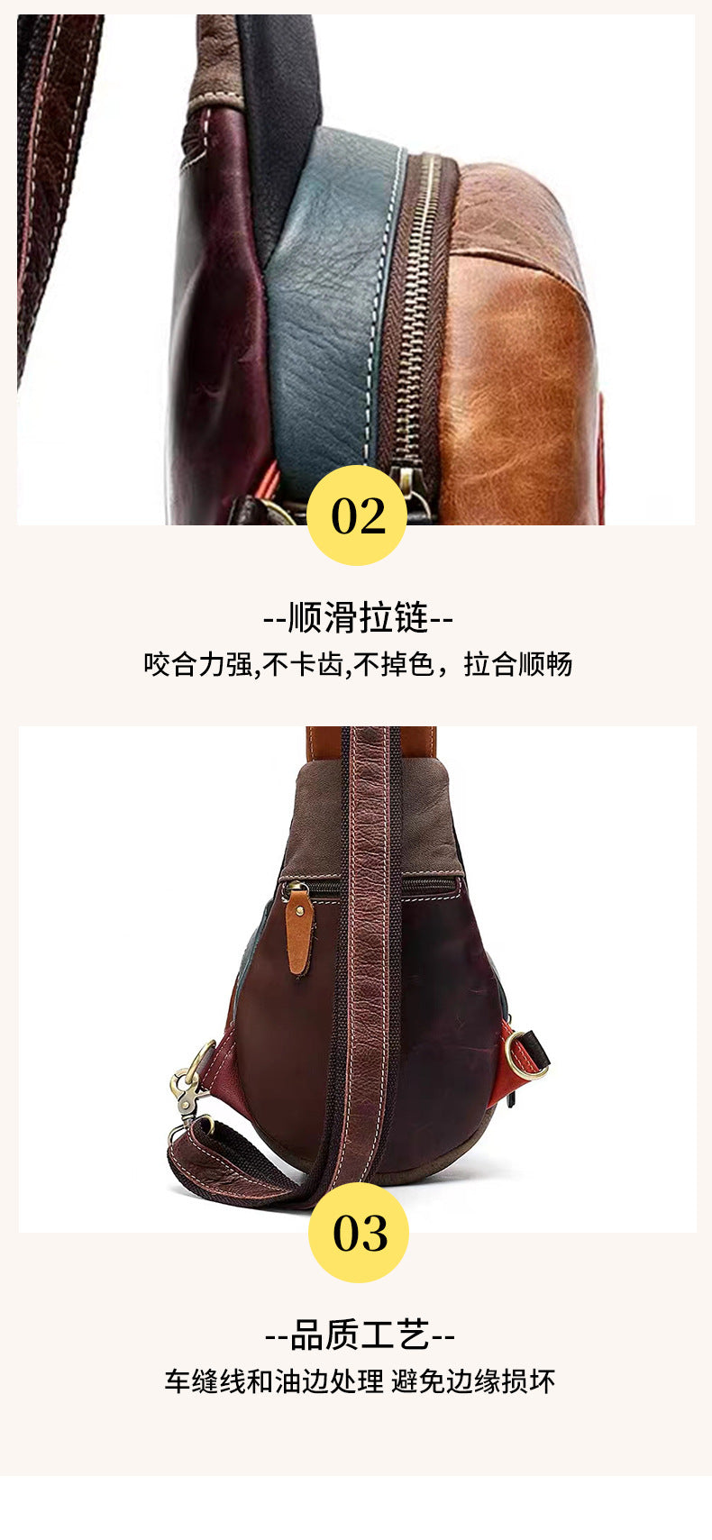 Men's Shoulder Bag Genuine Cowhide Leather Retro Fashion Hat Bag Bust Bag Men's Waist Pouch Crossbody Bag 