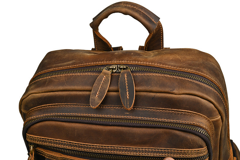 Men's backpack made of cowhide genuine leather large capacity retro casual men's business trip bag computer bag 