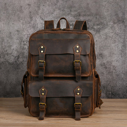 Men's backpack Cowhide genuine leather large capacity outdoor casual men's travel bag computer bag 