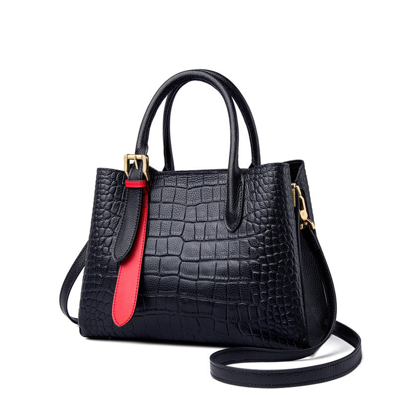 Ladies crocodile pattern commuter handbag cowhide shoulder bag retro large capacity fashion handbag.bag