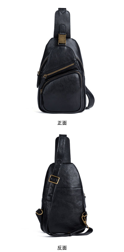 Men's bust bag Genuine cowhide leather retro crossbody bag for men 