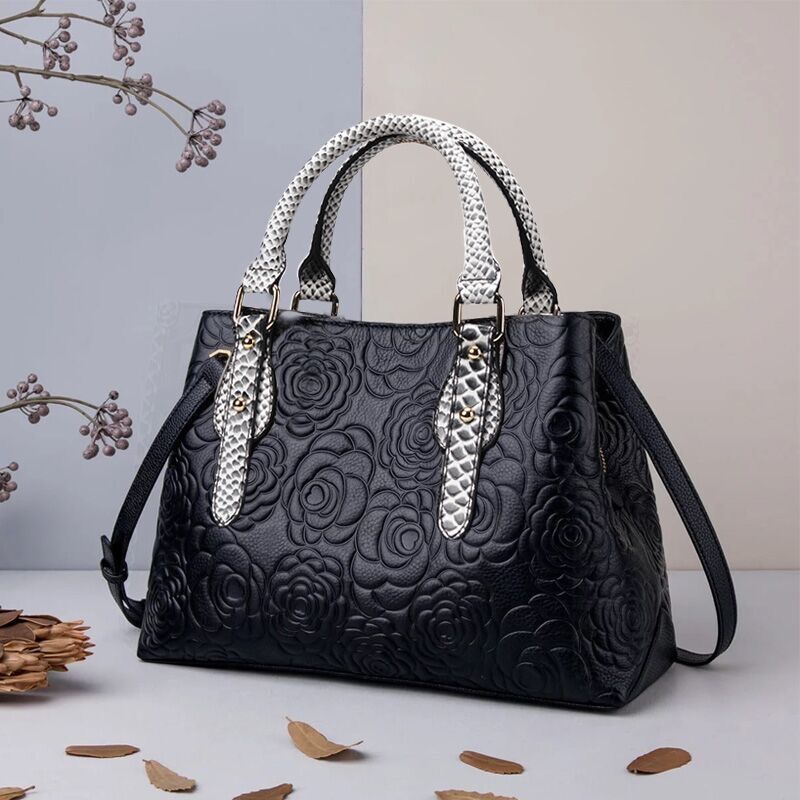 Genuine leather women's handbag trend large capacity large bag knurled cowhide shoulder bag temperament handbag.bag