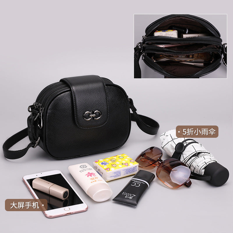 Ladies Crossbody Bag Cowhide Saddle Bag Fashion Genuine Leather Women Bag Simple Shoulder Bag.Pochette