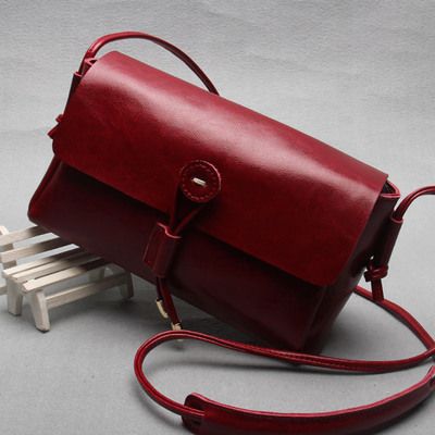 Women's Bag Retro Genuine Leather Square Bag Crossbody Bag Oil Wax Cowhide Shoulder Bag.Pochette