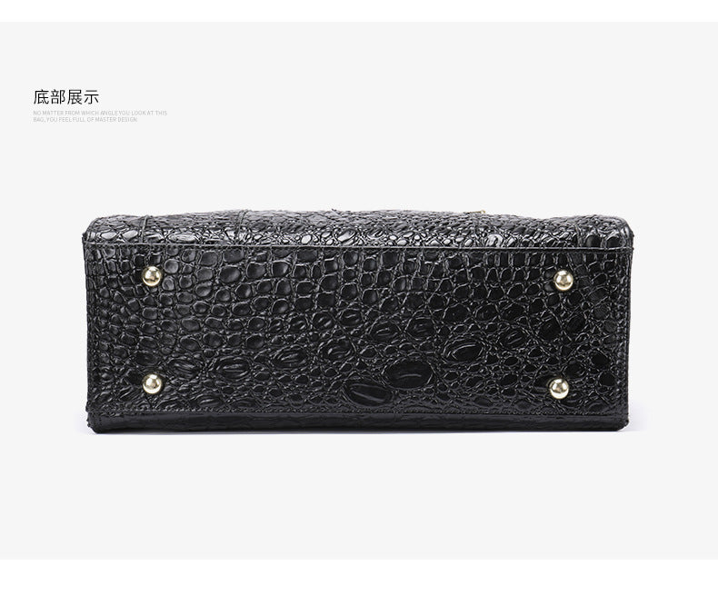 Women's Handbag Crocodile Print Tote Bag Genuine Leather Splice Retro Fashion Shoulder Bag.Pochette