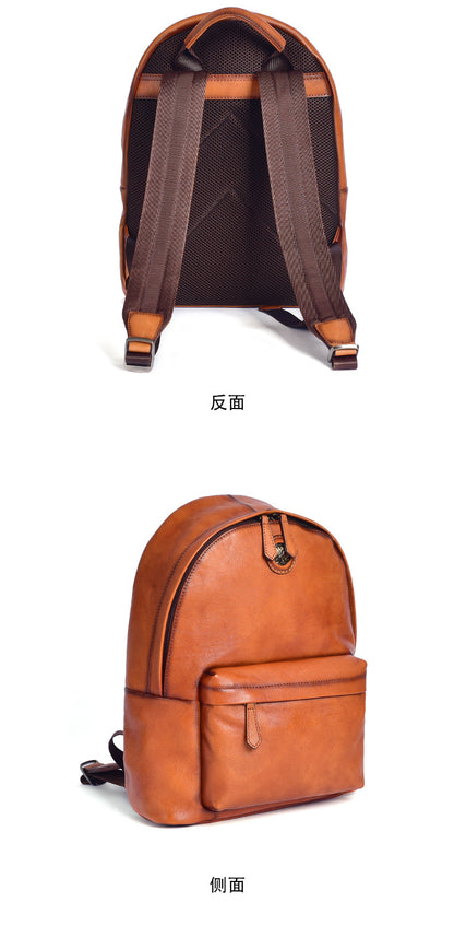 Men's backpack cowhide genuine leather fashion unique unisex travel bag 