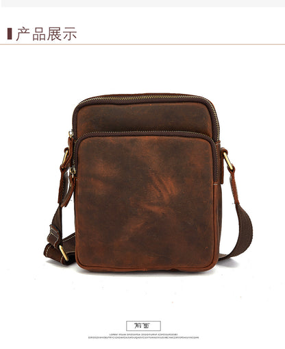 Men's Shoulder Bag Cowhide Genuine Leather Retro Travel Outdoor Crossbody Bag for Men 