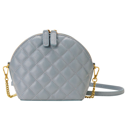 Women's bag Cowhide chain bag Plaid seashell bag Mini crossbody bag Simple shoulder bag. Pochette