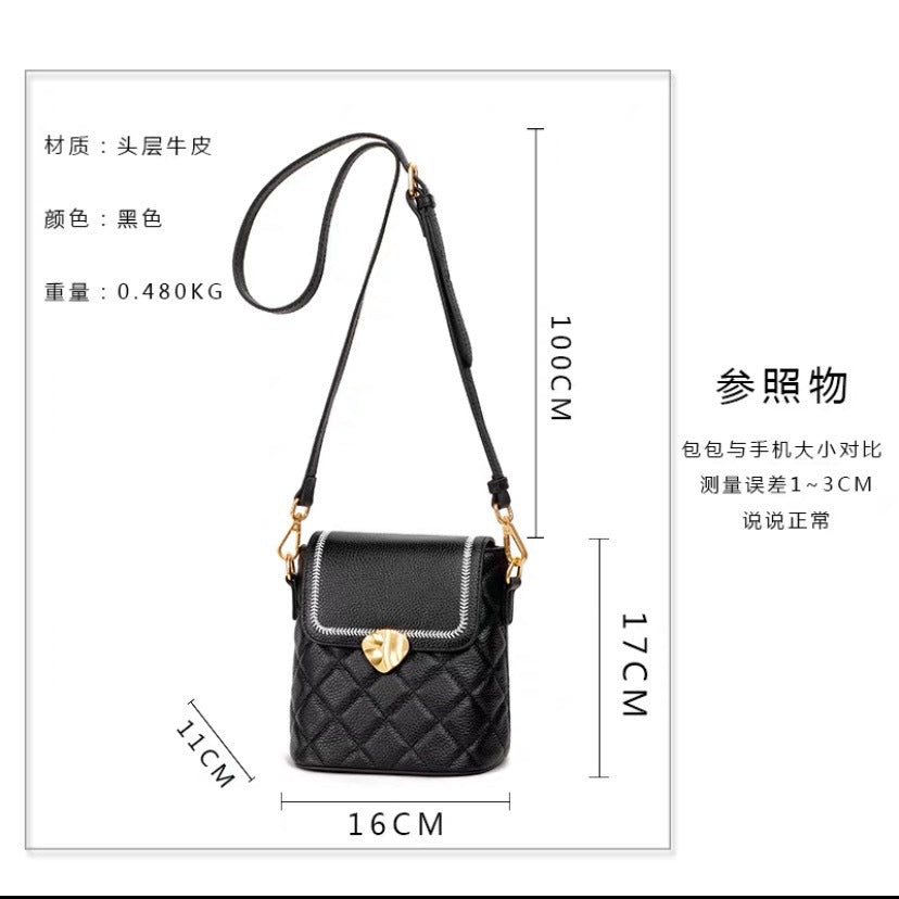 Genuine leather ladies bucket bag plaid fashion broadband cowhide shoulder bag that goes with anything. Pochette