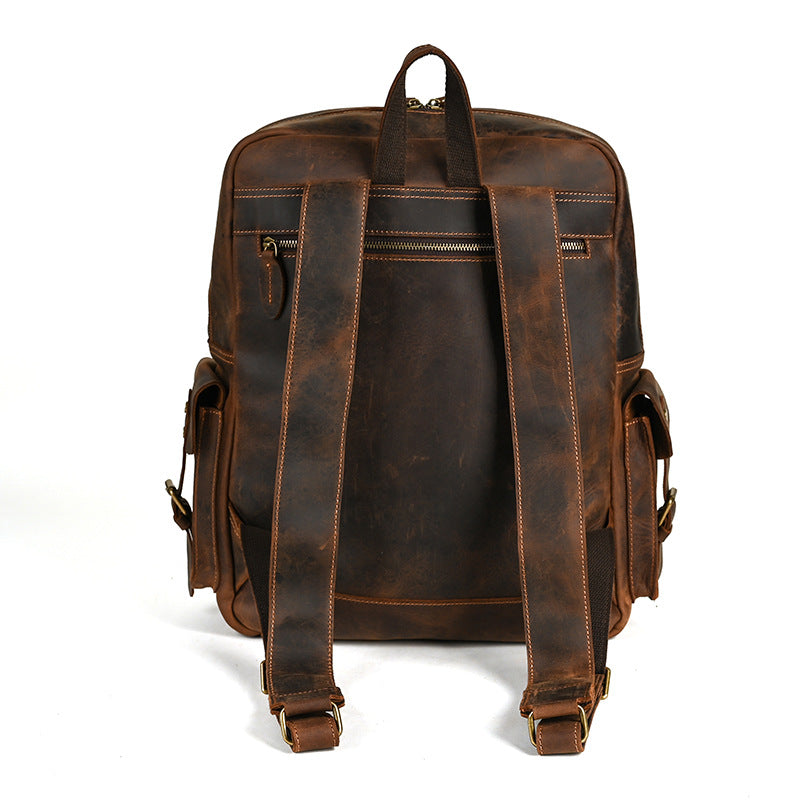 Men's backpack Cowhide genuine leather large capacity outdoor casual men's travel bag computer bag 