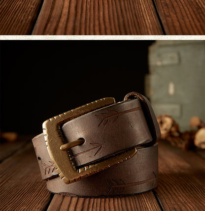 Men's Belt Handmade Vintage Genuine Cowhide Leather Needle Buckle Unique Fashion Casual Men's Belt 