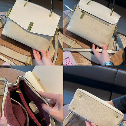 Genuine leather women's handbag Kelly bag that matches any temperament Casual Kelly bag Commuting OL shoulder bag.Pochette