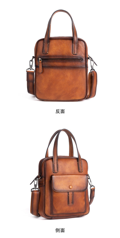 Men's Crossbody Bag Genuine Cowhide Leather Retro Casual Men's Handbag 