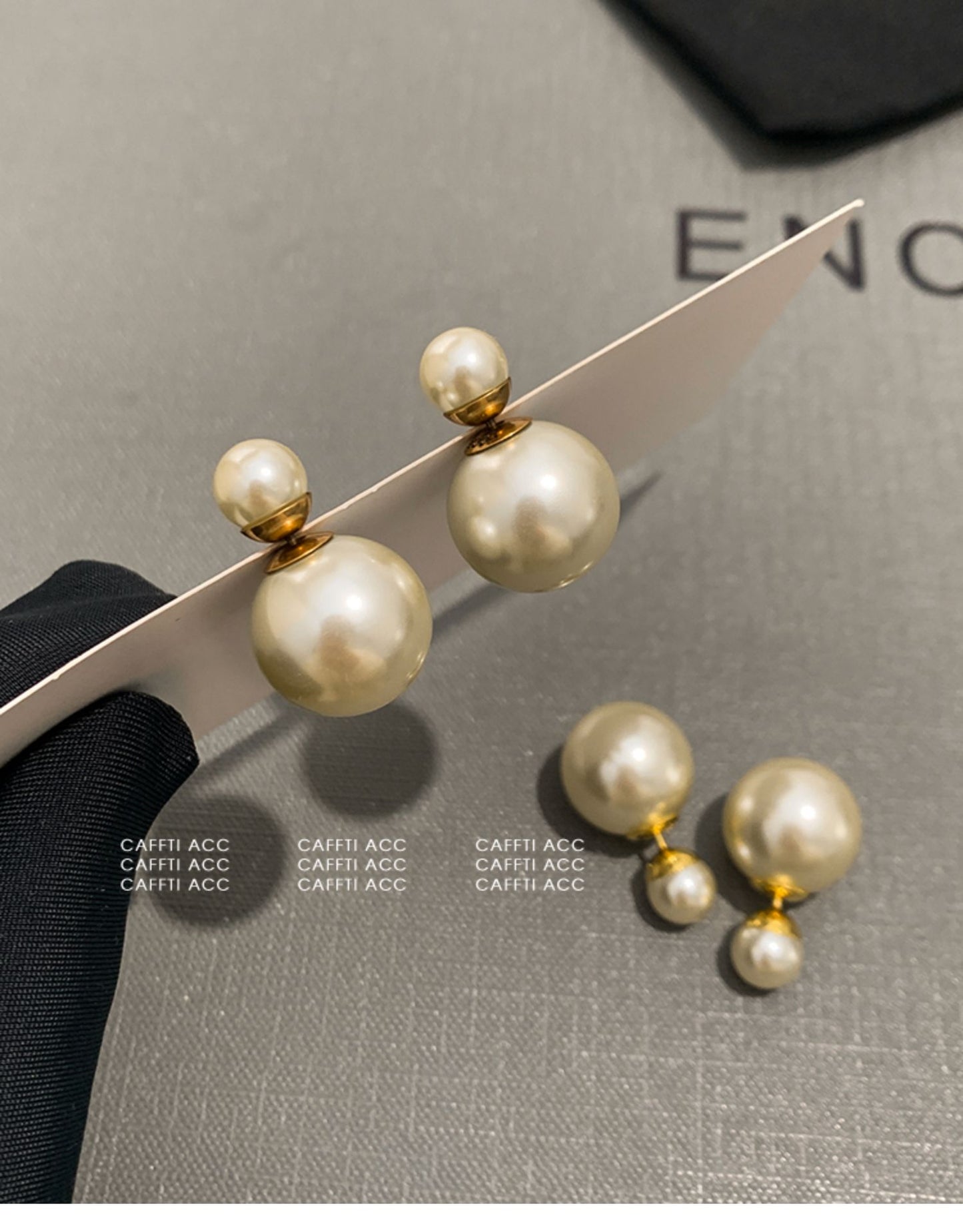 D pearl size double-sided pearl earrings women's luxury retro luxury earrings temperament earrings 