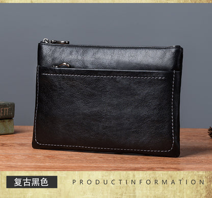 Men's Clutch Bag Cowhide Retro Casual Handbags for Men 