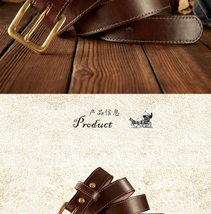 Men's Belt Handmade Cowhide Genuine Leather Needle Buckle Retro Casual Korean Fashion Men's Belt