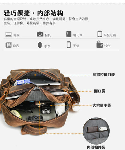 Men's backpack made of cowhide genuine leather large capacity retro casual men's business trip bag computer bag 