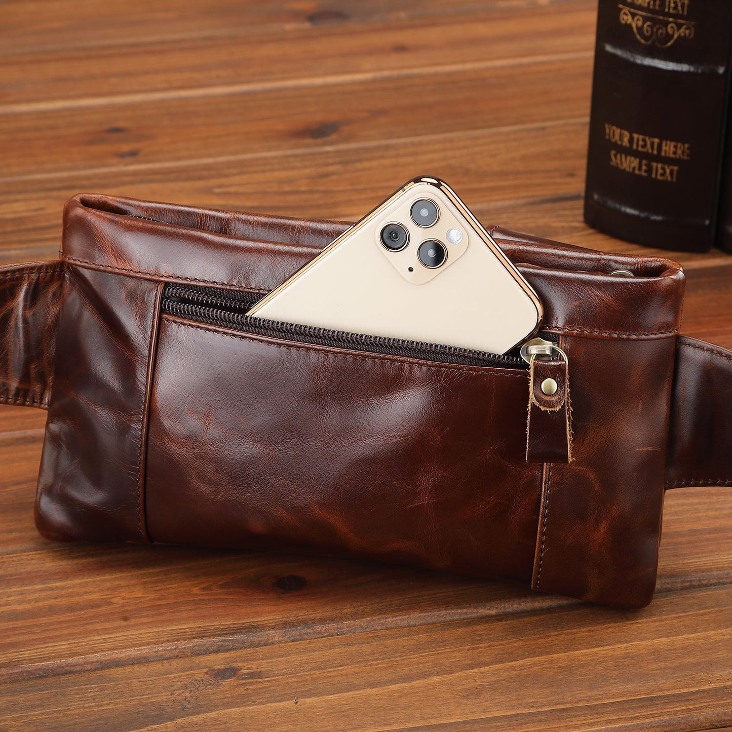 Men's Waist Pouch Cowhide Genuine Leather Korean Fashion Outdoor Sports Multifunctional Retro Men's Bag 