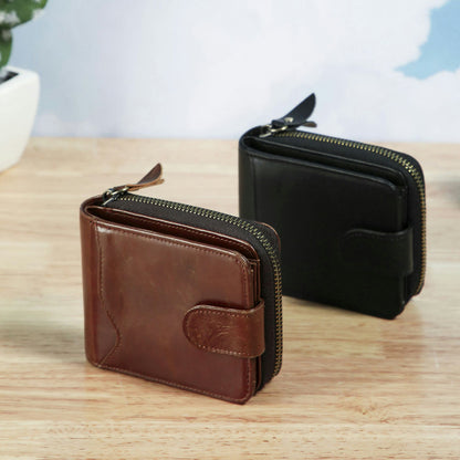 Men's Short Wallet Korean Fashion Multifunctional Zipper Business Coin Card Holder Men's Wallet 