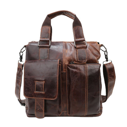 Men's Handbag Genuine Cowhide Leather Retro Casual Business Briefcase Men Shoulder Bag Crossbody Bag