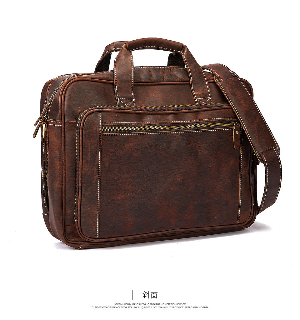 Men's Handbag Briefcase Cowhide Genuine Leather Retro Business Men Computer Bag 