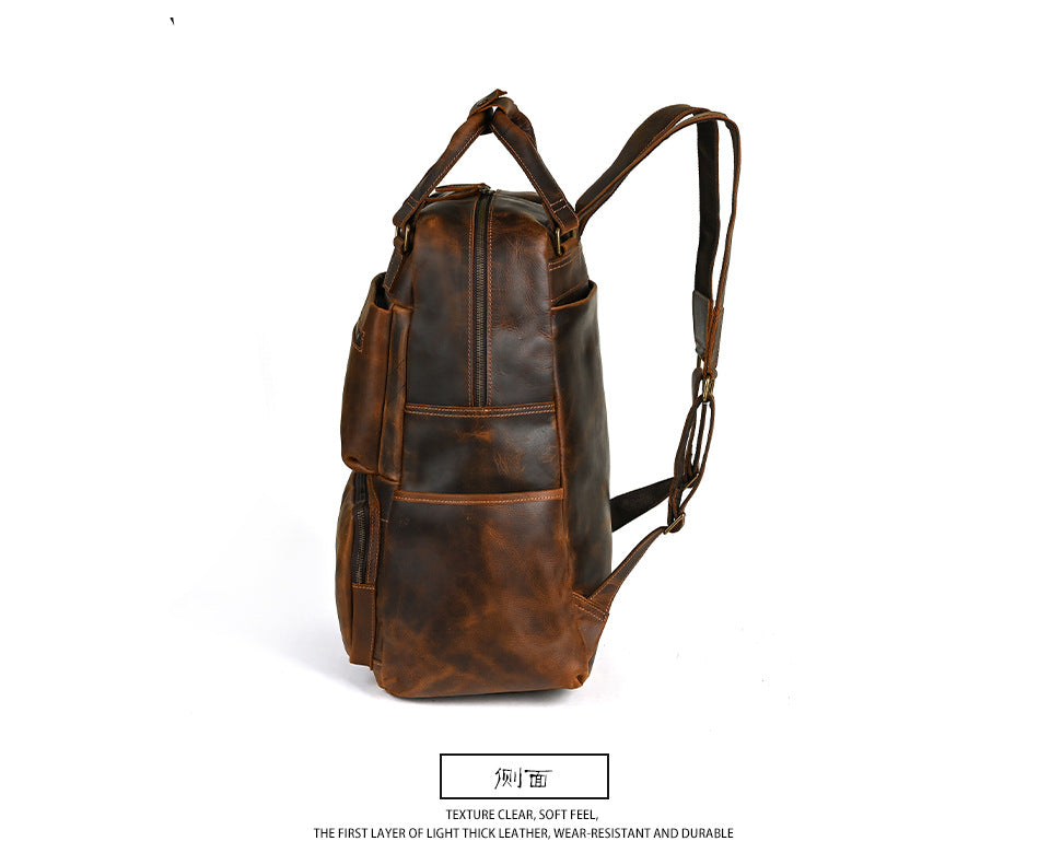 Men's backpack Cowhide genuine leather large capacity outdoor casual men's travel bag computer bag 