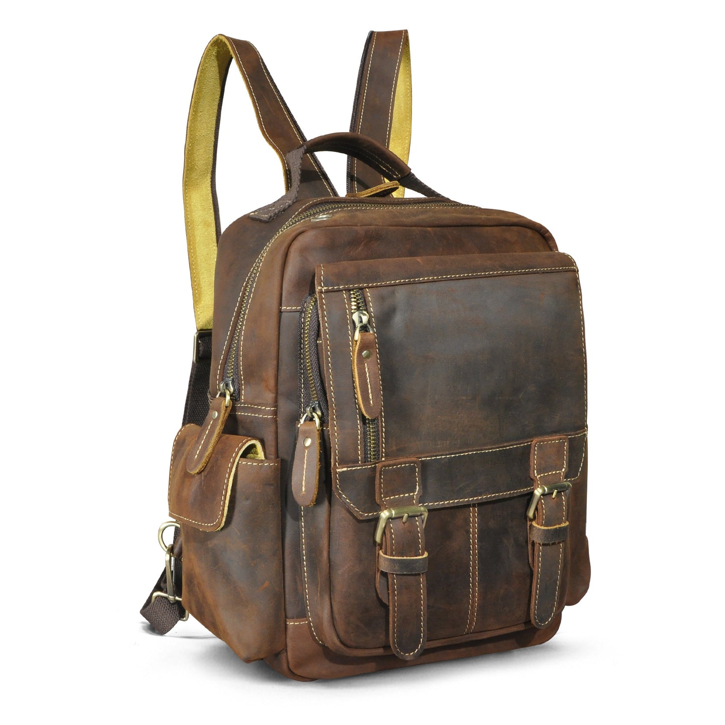 Men's backpack cowhide genuine leather retro outdoor casual male travel bag 