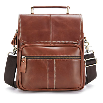 Men's Shoulder Bag Cowhide Genuine Leather Handbag Soft Leather Casual Simple Crossbody Bag for Men 