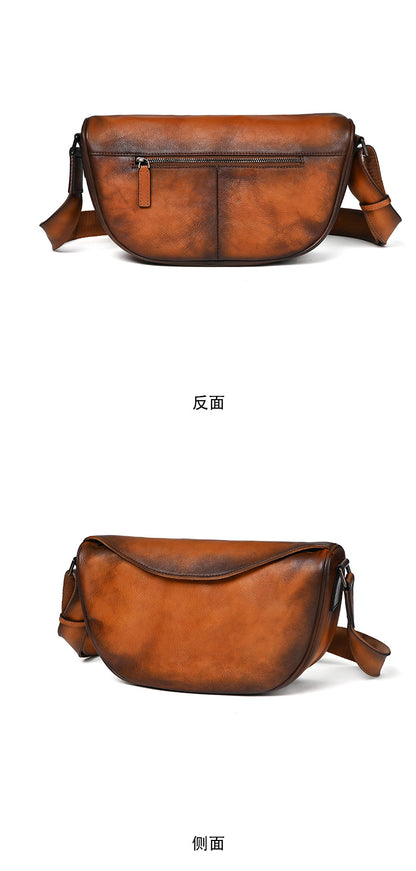 Men's Shoulder Bag Genuine Cowhide Leather Casual Business Crossbody Bag for Men 