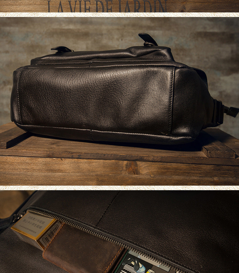 Men's Messenger Bag Korean Fashion Casual Handmade Cowskin Genuine Leather Male Crossbody Shoulder Bag 