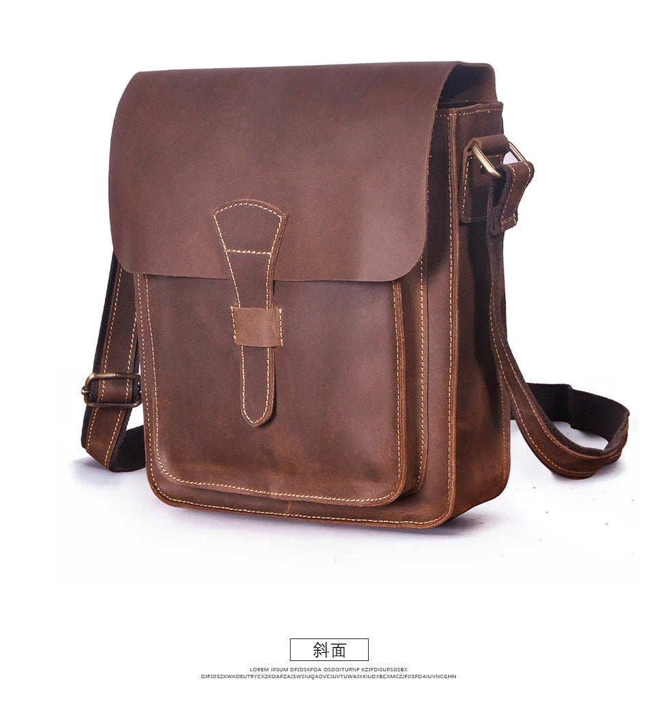 Men's Briefcase Genuine Cowhide Leather Crossbody Bag Retro Business Men Shoulder Bag Computer Bag 