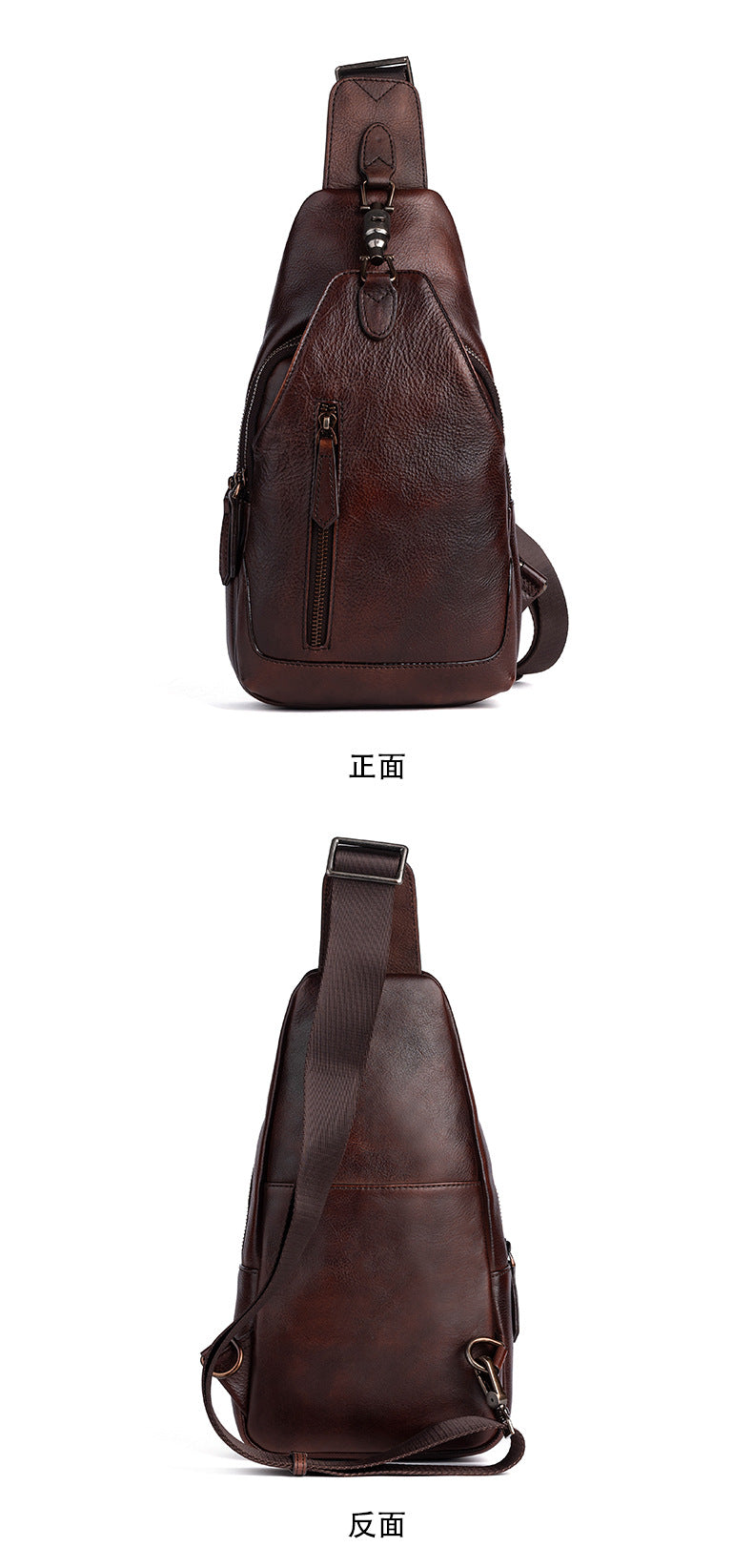 Men's bust bag Genuine cowhide leather retro casual crossbody bag for men 