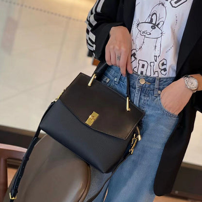 Genuine leather women's handbag Kelly bag that matches any temperament Casual Kelly bag Commuting OL shoulder bag.Pochette