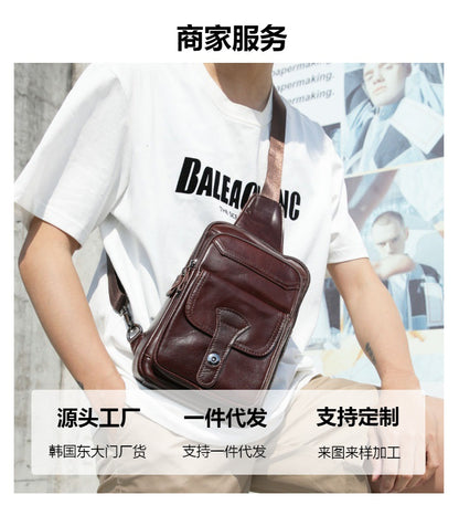 Men's Crossbody Bag Cowhide Retro Multifunctional Fashion Shoulder Bag for Men 