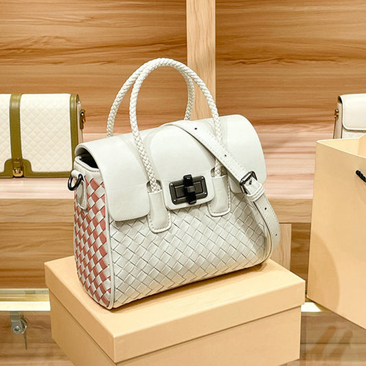 Genuine leather women's bag sheep leather woven bag fashionable casual shoulder bag handbag.bag