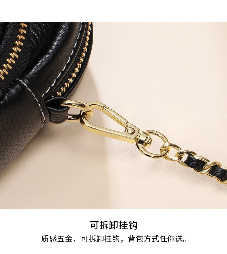 Women's bag fashion plaid diagonal shoulder bag genuine leather chain bag shoulder bag that goes with anything. Pochette