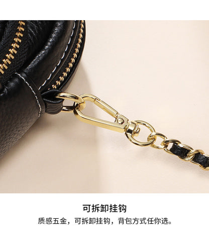 Women's bag fashion plaid diagonal shoulder bag genuine leather chain bag shoulder bag that goes with anything. Pochette