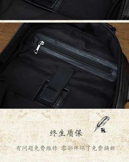 Men's rucksack cowhide genuine leather original handmade Korean fashion personality USB charging bag for men 