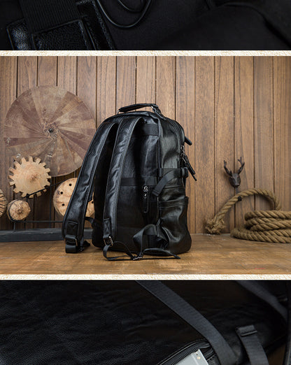 Men's rucksack cowhide genuine leather original handmade Korean fashion personality USB charging bag for men 