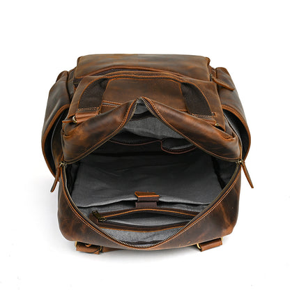 Men's backpack Cowhide genuine leather large capacity outdoor casual men's travel bag computer bag 