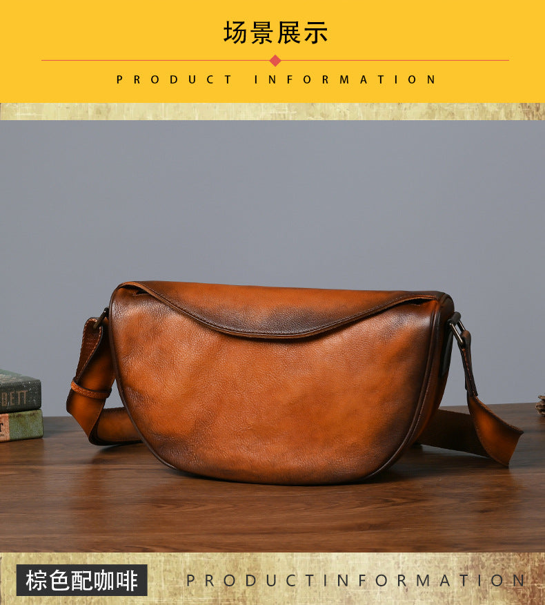 Men's Shoulder Bag Genuine Cowhide Leather Casual Business Crossbody Bag for Men 