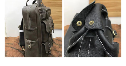 Men's backpack cowhide genuine leather retro large capacity business bag handbag outdoor travel bag 