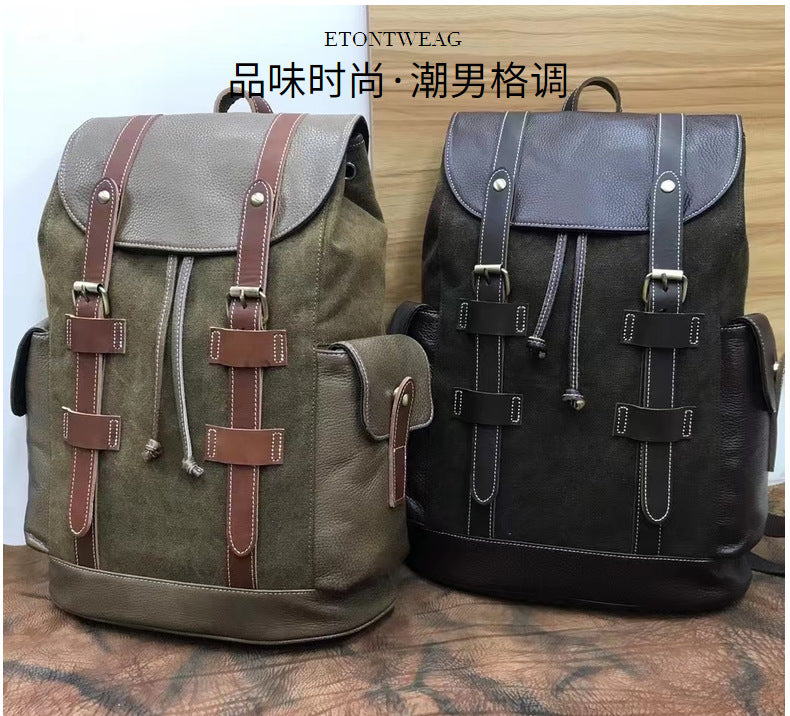 Men's Backpack Crazy Horse Cowhide Suitcase Fashion Outdoor Large Capacity Travel Bag for Men 