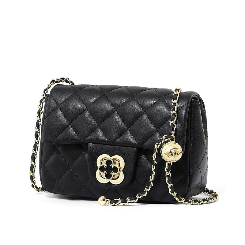 Ladies fashion bag plaid crossbody bag genuine leather chain bag cowhide shoulder bag.Pochette