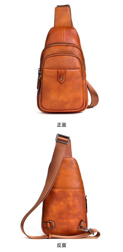 Men's bust bag Genuine cowhide leather casual retro crossbody bag for men 