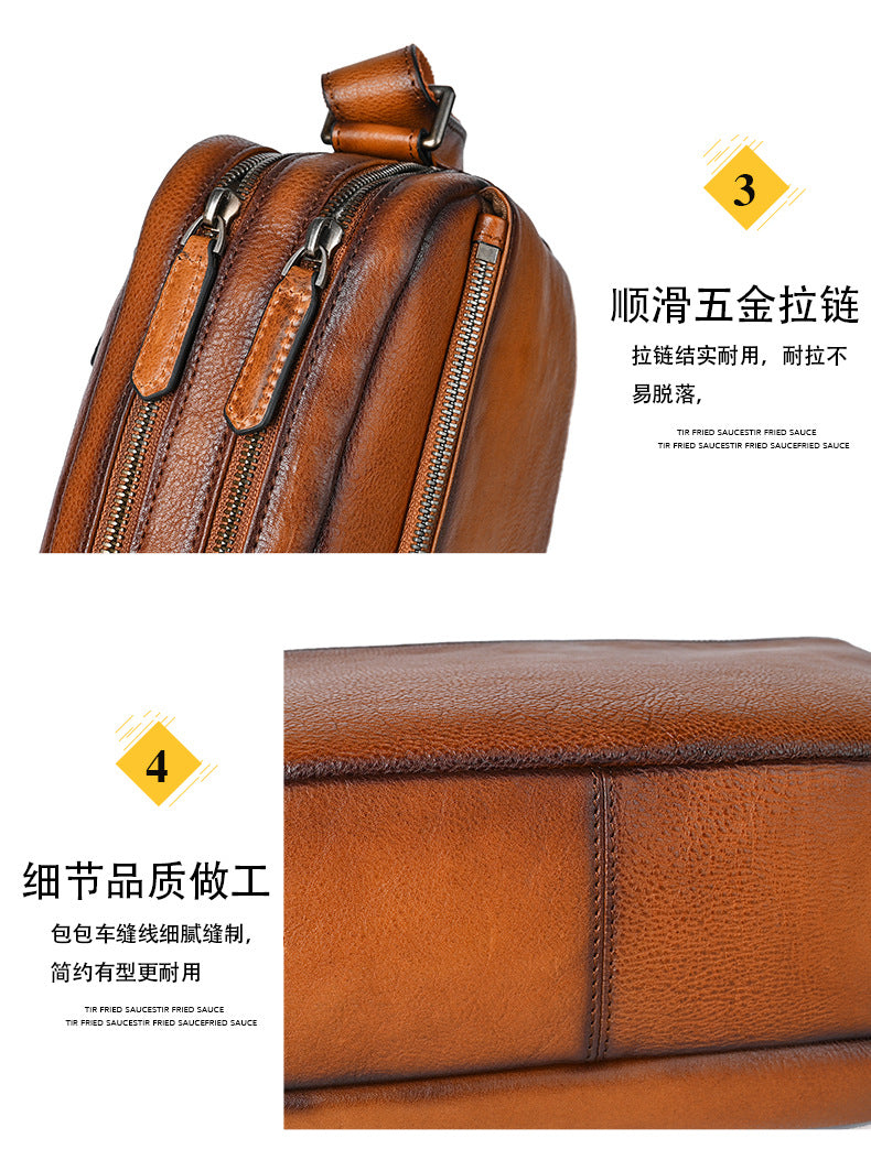 Men's shoulder bag Genuine cowhide leather large capacity simple crossbody bag for men 